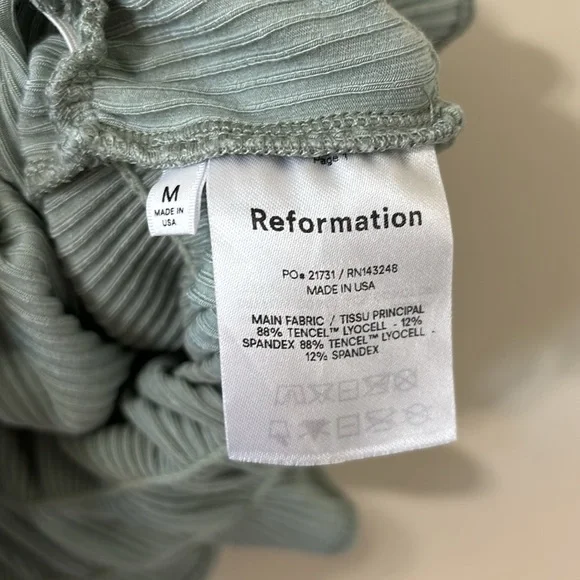 Reformation Irene Celadon Ruched Cropped Tank Top Size Medium - Picture 6 of 7